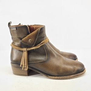 B51 Pikolinos Women's Boots Side Zip Italy Size 41 Or 10.5 Brown Soft Leather